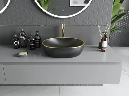 Умывальник (раковина) MEXEN VIKI BLACK GOLD EDGE накладной (MEX-21054875)