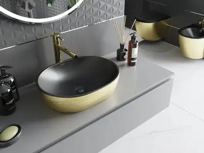Умывальник (раковина) MEXEN VIKI BLACK BRUSHED GOLD накладной (MEX-21054877) Умывальник (раковина) MEXEN VIKI BLACK BRUSHED GOLD накладной (MEX-21054877)