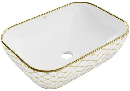Умывальник (раковина) MEXEN RITA WHITE DIAMOND GOLD накладной (MEX-21084509)