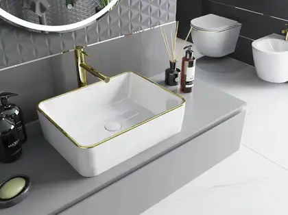 Умывальник (раковина) MEXEN CATIA WHITE GOLD EDGE накладной (MEX-21314805)