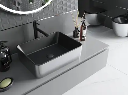 Умывальник (раковина) MEXEN CATIA BLACK SILVER накладной (MEX-21314874)