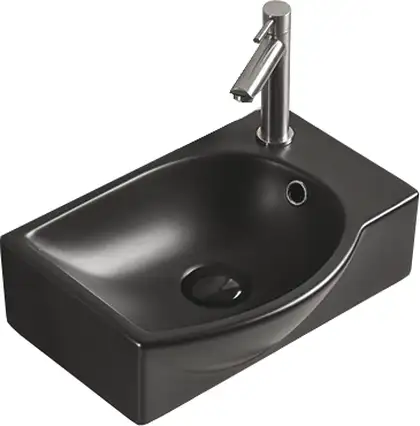 Умывальник (раковина) MEXEN MISTA 40 BLACK MATT левый накладной подвесной (MEX-22174085L)