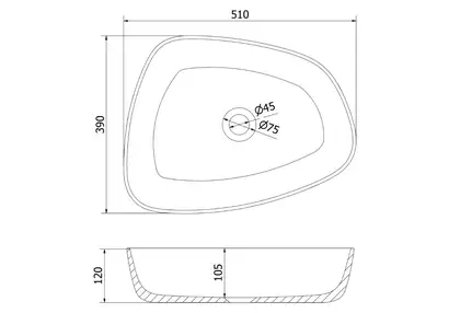 Умывальник (раковина) MEXEN ONO 51 BLACK накладной (MEX-23045171)