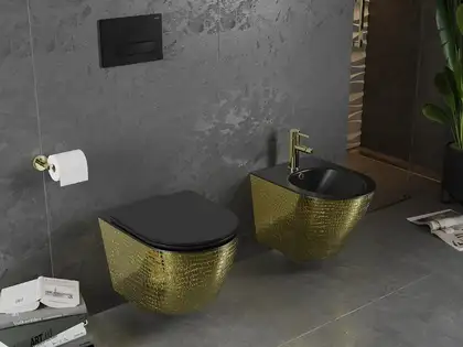 Подвесное биде MEXEN LENA BLACK MATT GOLD с узором (MEX-35224878) Подвесное биде MEXEN LENA BLACK MATT GOLD с узором (MEX-35224878)