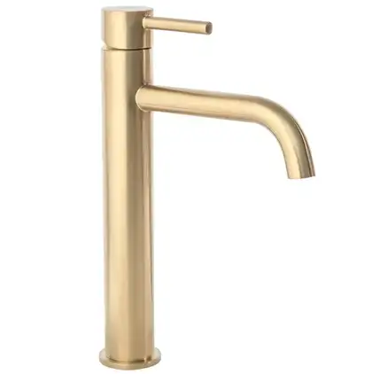 Смеситель для раковины (умывальника) REA LUNGO BRUSHED GOLD высокий (REA-B4526)