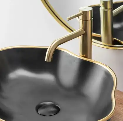 Смеситель для раковины (умывальника) REA LUNGO BRUSHED GOLD высокий (REA-B4526)