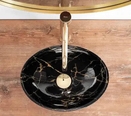 Умывальник (раковина) REA SOFIA MINI BLACK MARBLE SHINY накладной (REA-U6963)