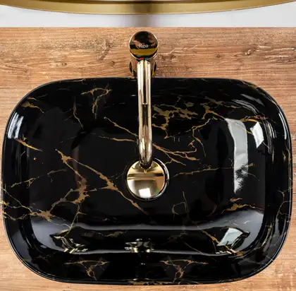 Умывальник (раковина) REA BELINDA BLACK MARBLE SHINY накладной черный (REA-U8907)