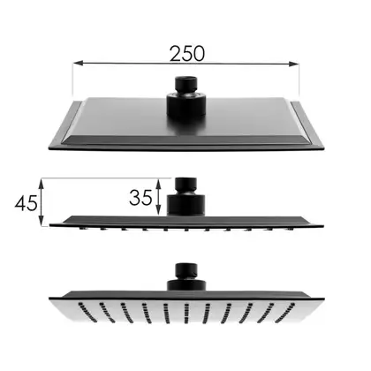 Душевой гарнитур Yoka CUBE 25 BLACK черный с термостатом (BP.CUBE-THERM-25-BLK)