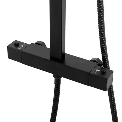 Душевой гарнитур Yoka CUBE 25 BLACK черный с термостатом (BP.CUBE-THERM-25-BLK)