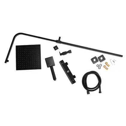Душевой гарнитур Yoka CUBE 25 BLACK черный с термостатом (BP.CUBE-THERM-25-BLK)