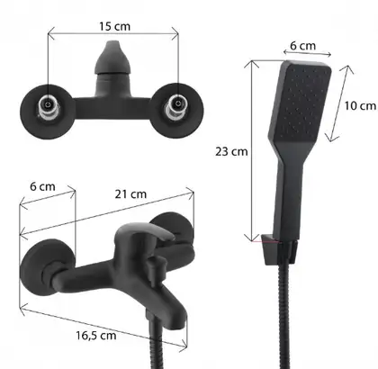 Смеситель для ванны Yoka TIMO BLACK настенный (BW.TIMO-BLK)
