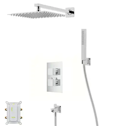 Душевая система с изливом и термостатом CORSAN ANGO 25 CHROME + BOX скрытого монтажа (ZA25TCHW)