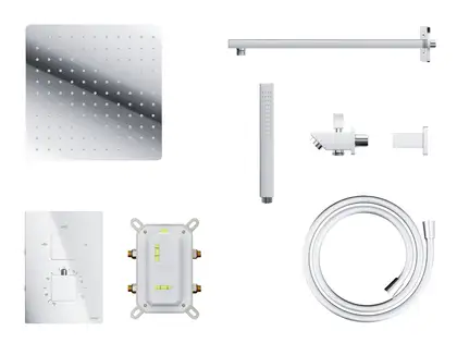 Душевая система с изливом и термостатом CORSAN ANGO 25 CHROME + BOX скрытого монтажа (ZA25TCHW)