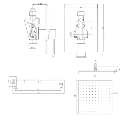 Душевая система KOHLMAN AXIS 25 CHROME + BOX скрытого монтажа (QW220NQ25)