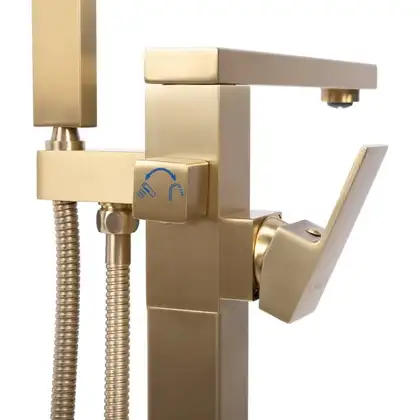 Смеситель для ванны REA TERY BRUSHED GOLD матовое золото напольный (REA-B5307)