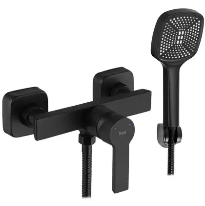 Смеситель для ванны и душа REA ARGUS BLACK MATT черный настенный без излива (REA-B6406)