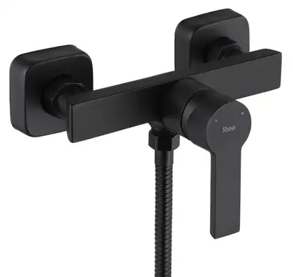 Смеситель для ванны и душа REA ARGUS BLACK MATT черный настенный без излива (REA-B6406)