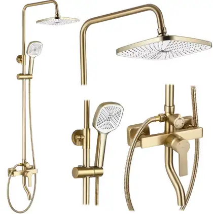 Душевой гарнитур REA  ARGUS BRUSHED GOLD золотой матовый с изливом (REA-P7841)