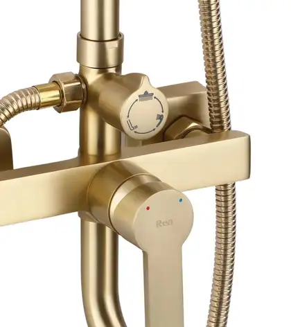 Душевой гарнитур REA  ARGUS BRUSHED GOLD золотой матовый с изливом (REA-P7841)