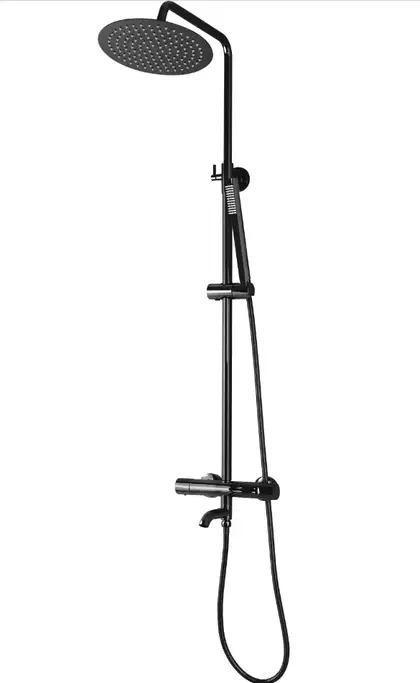 Душевой гарнитур REA LUNGO BLACK GLOSSY с термостатом и изливом (REA-P8763) Душевой гарнитур REA LUNGO BLACK GLOSSY с термостатом и изливом (REA-P8763)