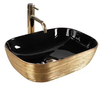 Умывальник (раковина) REA BELINDA BRUSHED GOLD BLACK накладной (REA-U8780)