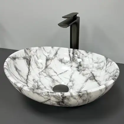 VBI Parma Statuario Black Veins Умивальник, мармур (VBI-011009) VBI Parma Statuario Black Veins Умивальник, мармур (VBI-011009)