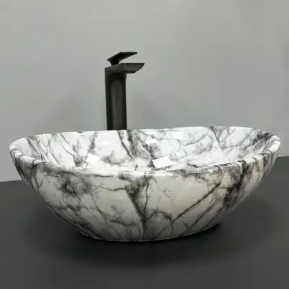 VBI Parma Statuario Black Veins Умивальник, мармур (VBI-011009) VBI Parma Statuario Black Veins Умивальник, мармур (VBI-011009)