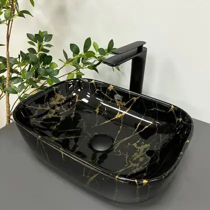 VBI RAVENNA MARBLE BLACK Умивальник накладний, чорний (VBI-011207)
