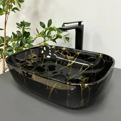 VBI RAVENNA MARBLE BLACK Умивальник накладний, чорний (VBI-011207)