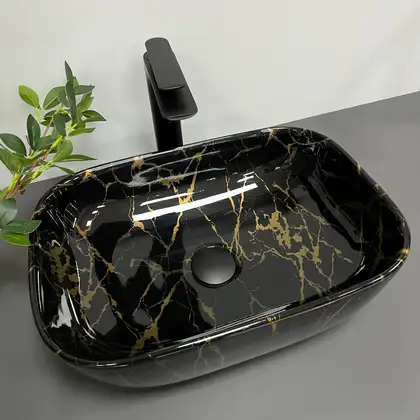 VBI RAVENNA MARBLE BLACK Умивальник накладний, чорний (VBI-011207)