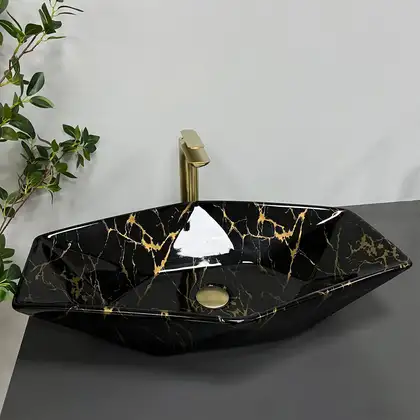 VBI Venezia Marble Black Умивальник накладний, чорний мармур (VBI-012405)