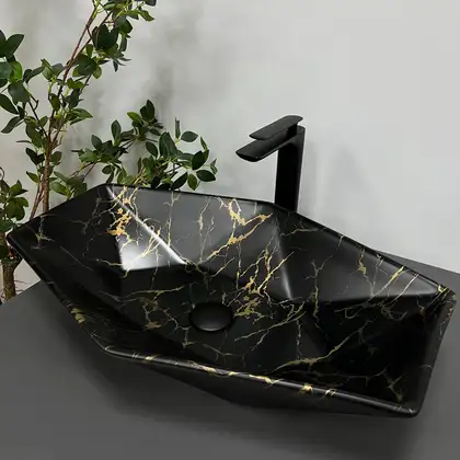 VBI Venezia Marble Раковина накладна, чорний матовий (VBI-012406)
