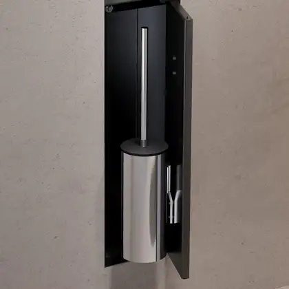 Вбудований тримач для йоржика та туалетного паперу Hansgrohe XtraStoris Rock, колір - Matt Black  56062670