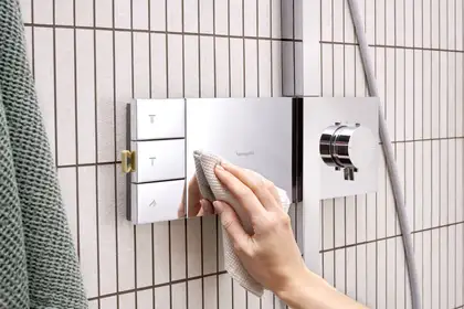 Душова система з термостатом Hansgrohe Raindance Alive Q 210/340 1jet EcoSmart з ShowerSelect Comfort, (колір - хром)  24591000