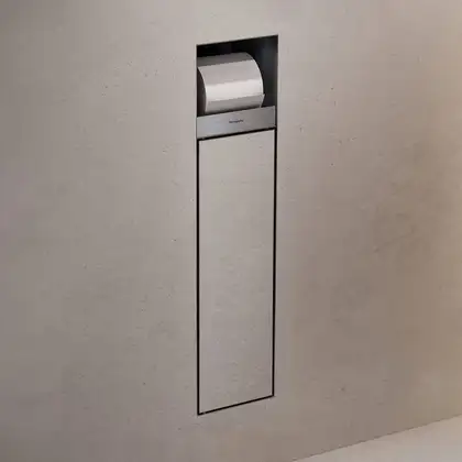 Вбудований тримач для йоржика та туалетного паперу Hansgrohe XtraStoris Rock, колір - Brushed Stainless Steel 56062800 Вбудований тримач для йоржика та туалетного паперу Hansgrohe XtraStoris Rock, колір - Brushed Stainless Steel 56062800