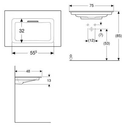 Geberit One Раковина, 75x48 см, біла глянцева (505.003.00.1)