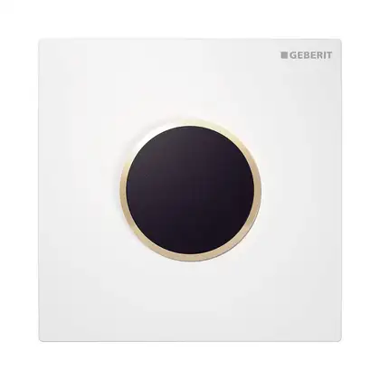 Клавіша змиву Geberit Sigma 10 (панель та клавіші - білий глянець, декоративне кільце - позолота)  116.025.KK.1