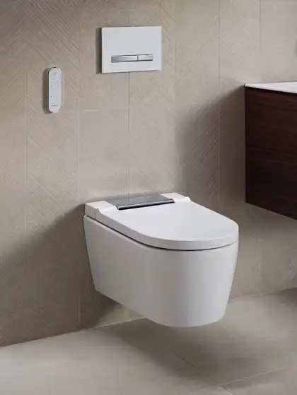 Підвісний унітаз-біде Geberit AquaClean Sela (унітаз білий глянець/панель хром глянець)  146.224.21.1