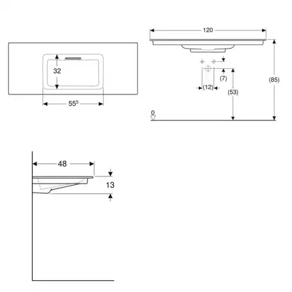 Раковина Geberit One 120 х 48 см  505.016.00.1