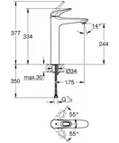 Змішувач на стільницю для раковини XL-розміру Grohe Eurostyle (23570003)