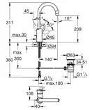 Grohe BauLoop Змішувач для раковини, L-розмір, хром (23763000)