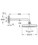 Верхній душ з настінним кронштейном Grohe New Tempesta Classic (26411000)