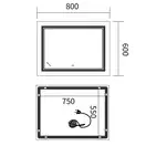 Дзеркало Mixxus Premium QUADRO MR20-80x60-Reverse з Led Touch, Anti-fog, димером, регулятором яскра (MP6619)