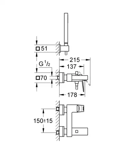 Grohe Eurocube Змішувач для ванни, хром (23141000)