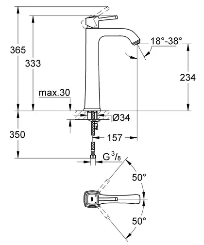 Змішувач на стільницю для раковини XL-розміру Grohe Grandera (23313000)