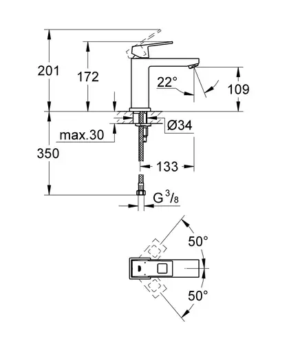 Grohe Eurocube Змішувач для раковини M-розміру, хром (23446000)