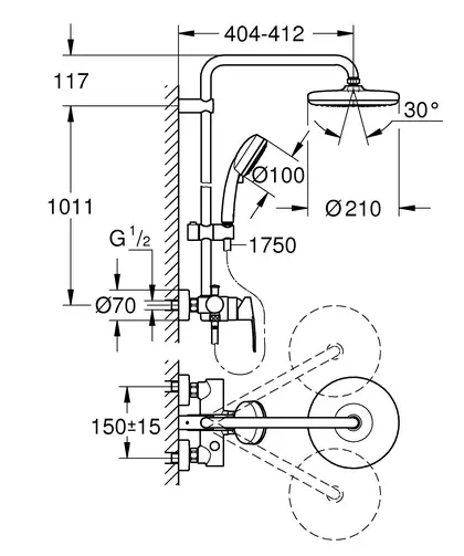 Душова система зі змішувачем для душа Grohe New Tempesta Cosmop. System (26224001)