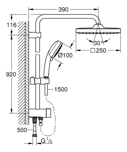 Душова система із перемикачем Grohe New Tempesta Cosmop. System (26694000)