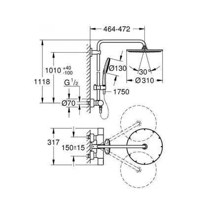 Grohe Rainshower Smartactive 310 Душова система, хром (27966001) Grohe Rainshower Smartactive 310 Душова система, хром (27966001)